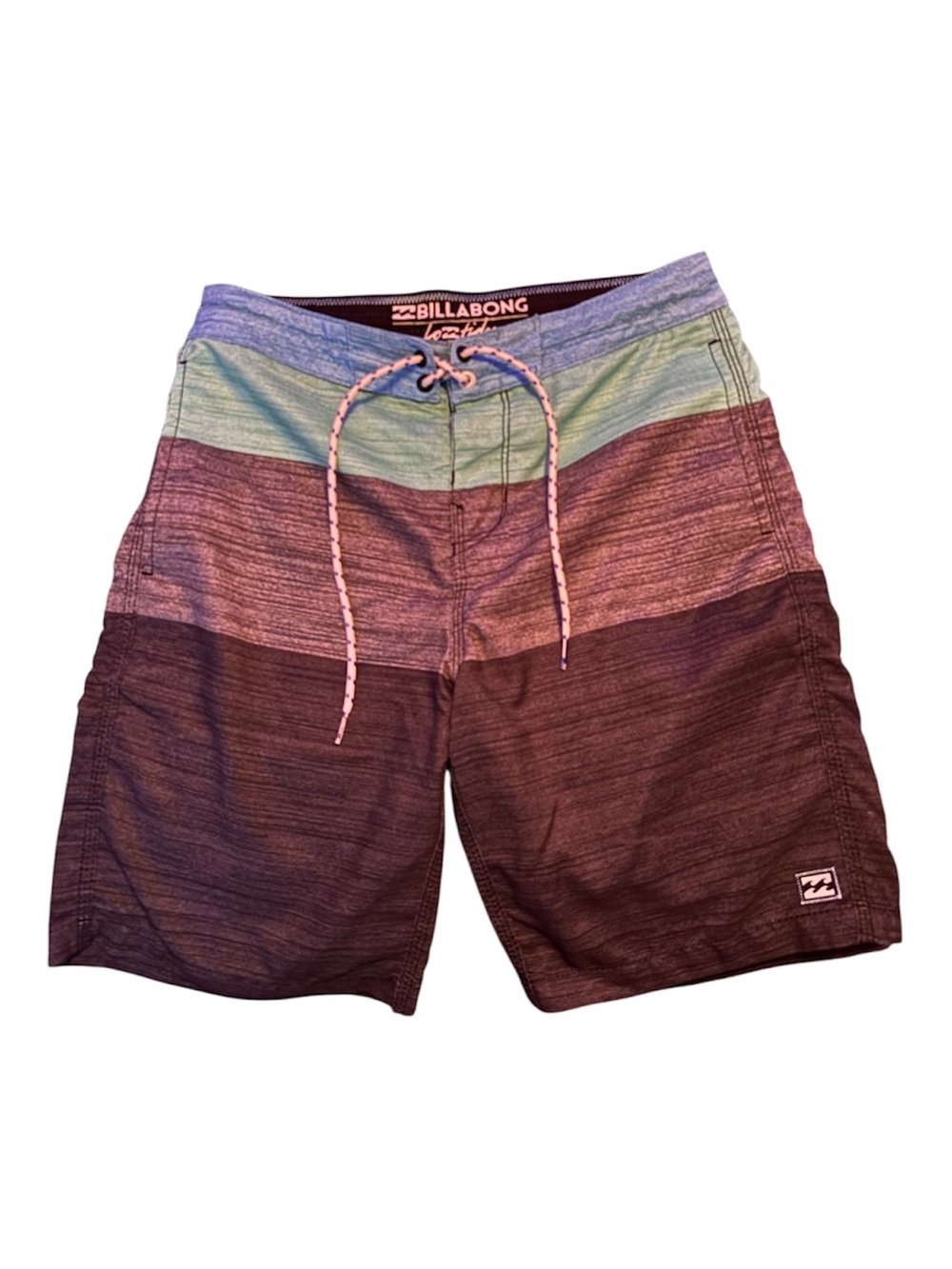 Billabong Men's Charcoal, Gray, Green & Blue Striped Board Shorts